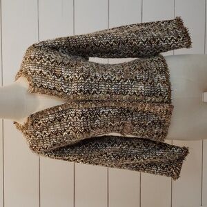 ANDREA JOVINE size 10 incredible blazer brown cream and gold